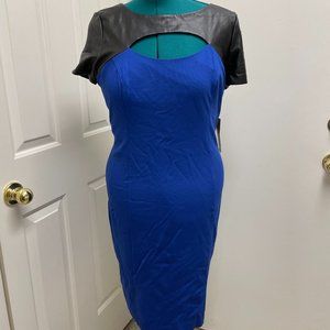 Nue by Shani Blue and Faux Leather Dress